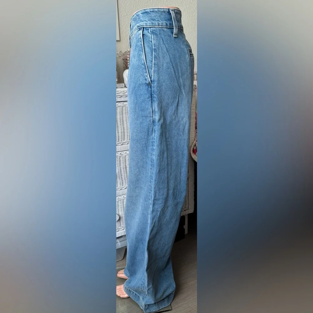 J. Crew Essential Cotton Jeans Wide Legs High Rise Ruth Blue Wash Plus Size 36W
